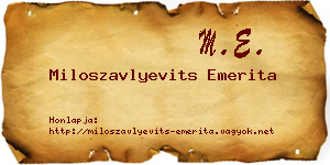 Miloszavlyevits Emerita névjegykártya